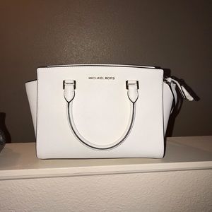 Michael Kors Optic white leather satchel